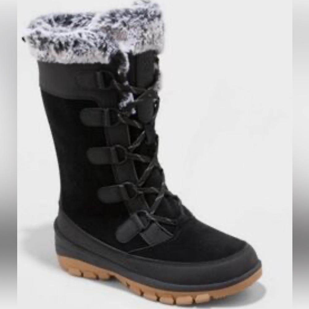 ALL IN MOTION Target Black and Tan Winter Boots IN SIZE 9